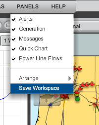 PANELS menu - Save Workspace