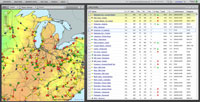 Line Flows data grid and map